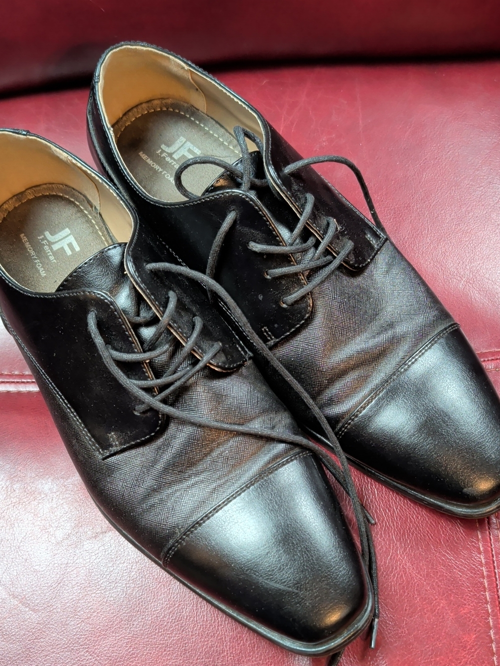 jf j.ferrar Black Cap-Toe Lace-Up Oxfords Men's Dress Shoes Size 11 W
